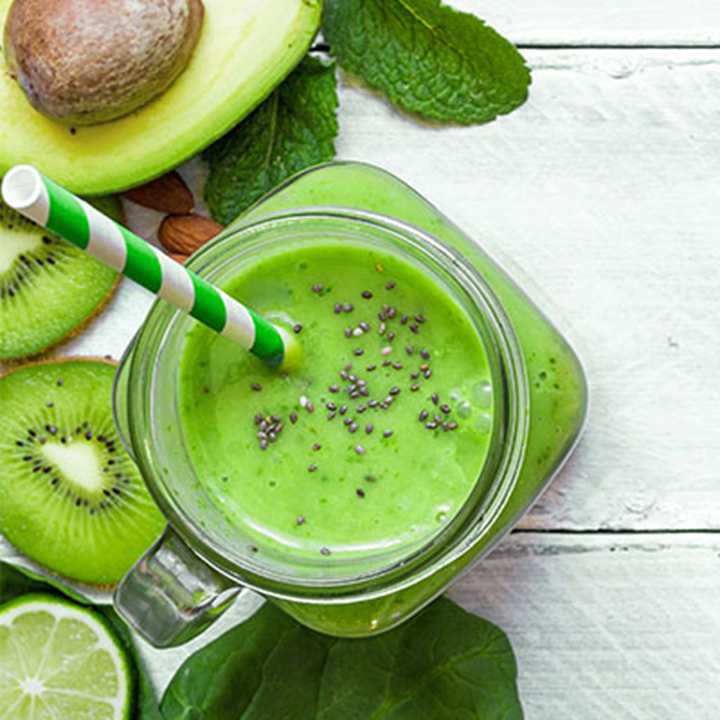 A glass of kiwi and lime smoothie