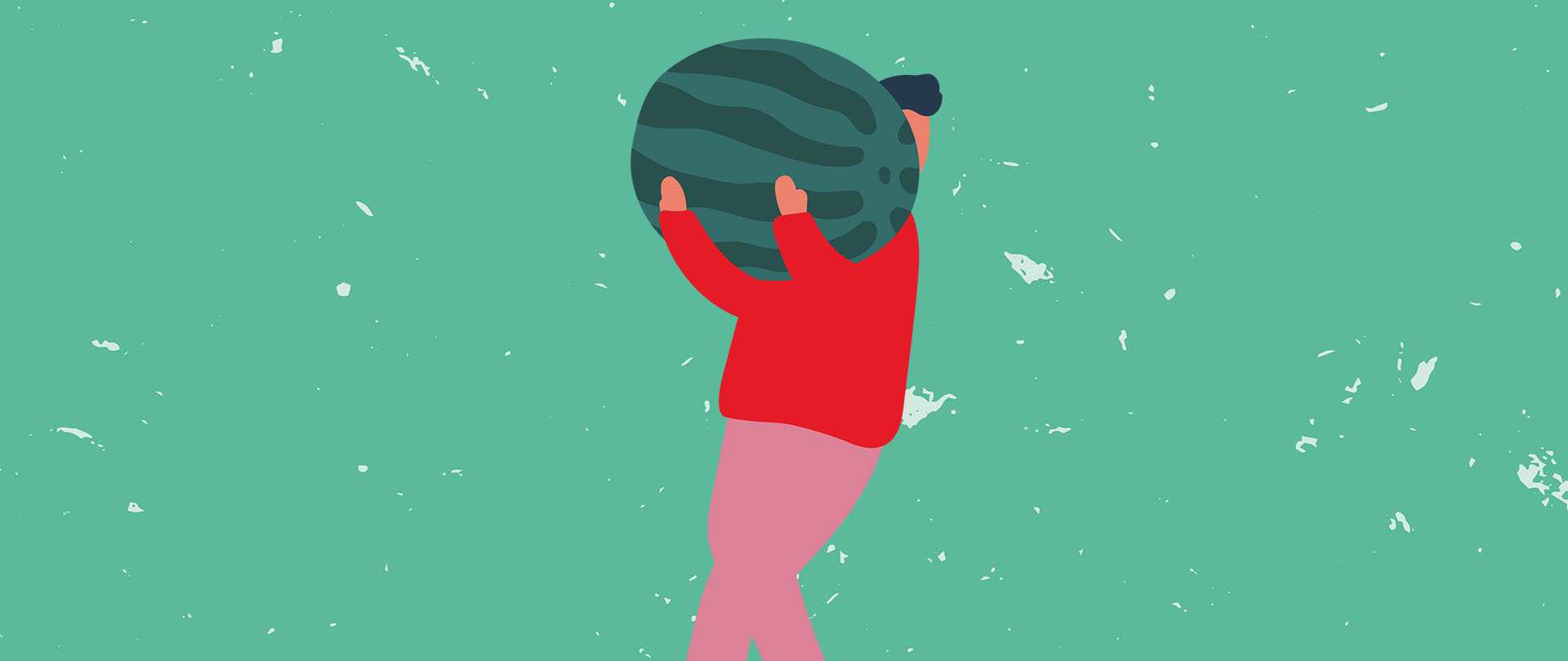 Person carrying a melon illustration
