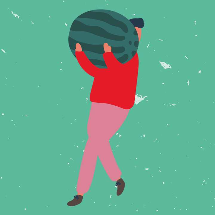Person carrying a melon illustration