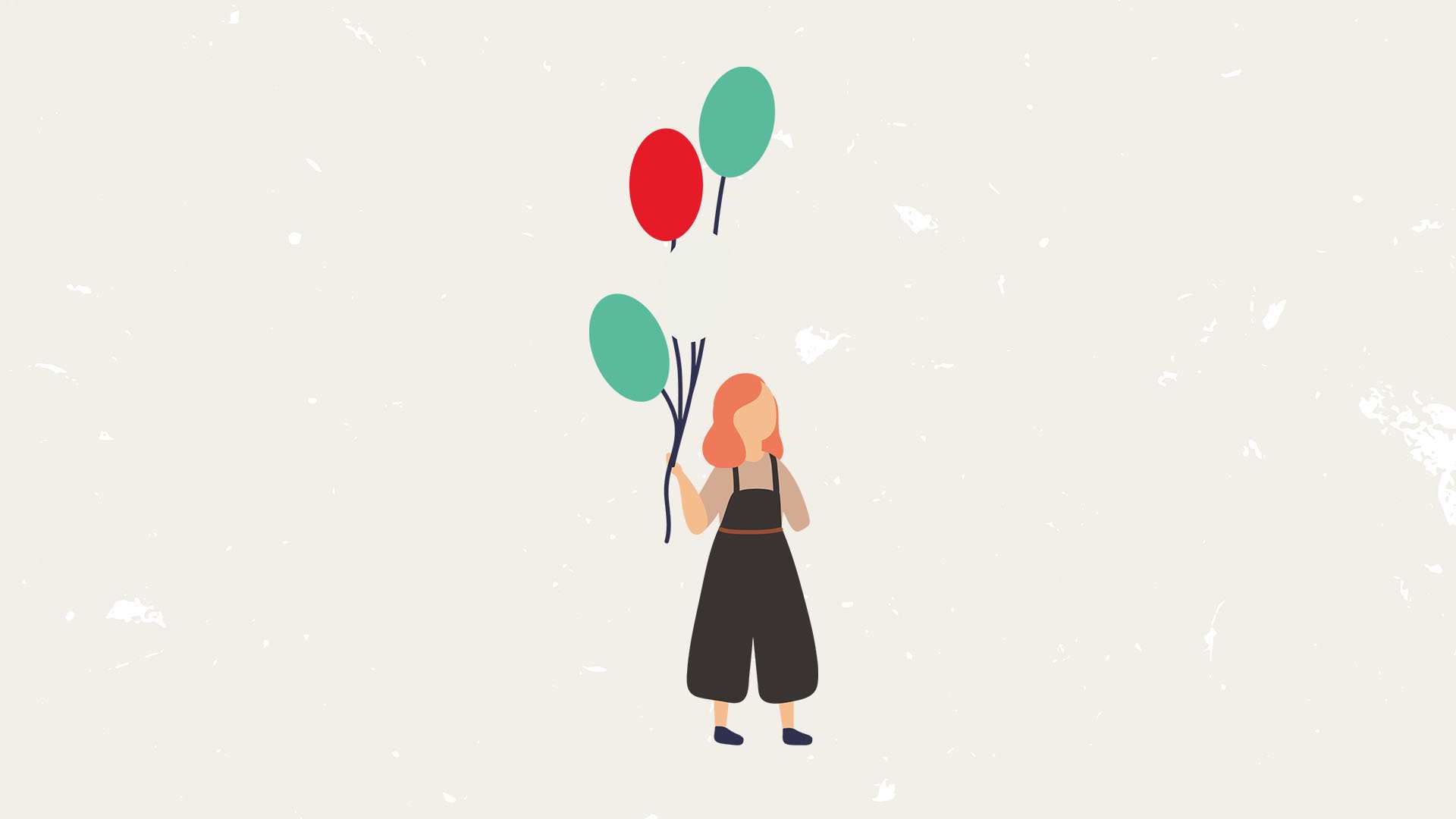 Woman carrying balloons illustration