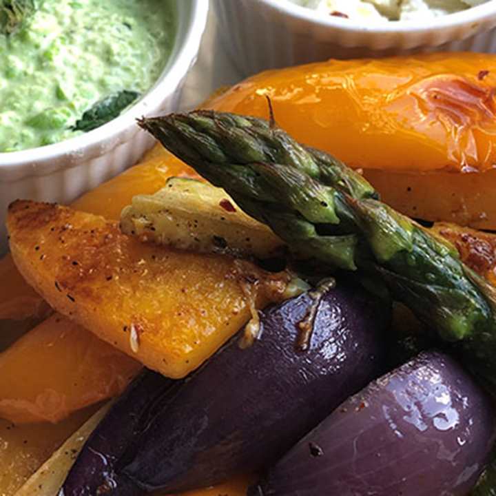 Roasted vegetable with dip